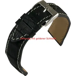 Eulit Krokodil- / Alligatorleder Eulux Kaiman Nubuk 20mm" E58446620101" - schwarz