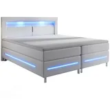 Juskys Boxspringbett Norfolk Weiß 200 x 200 cm
