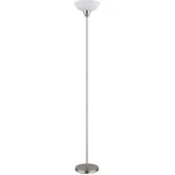 GLOBO Stehleuchte nickel matt Deckenfluter Glasschirm opal Stehlampe Wohnzimmerleuchte, Metall, Fernbedienung dimmbar, RGB LED 8,5W 806Lm wamrweiß, DxH 28x180 cm