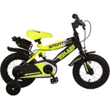 Volare Sportivo Kinderfahrrad 12 Zoll Mädchen Jungen Fahrrad ab 3 Jahre 90 - 105 cm Größe mit Stützräder und Trinkflasche - Schwarz/Gelb