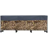 Quick Star Kaminholzregal Metall 272 x 25 x 95 cm mit Schutzhülle Grau