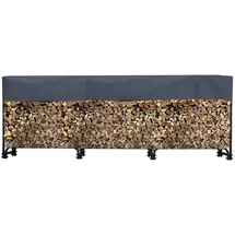 Quick Star Kaminholzregal Metall 272 x 25 x 95 cm mit Schutzhülle Grau