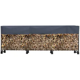 Quick Star Kaminholzregal Metall 272 x 25 x 95 cm mit Schutzhülle Grau