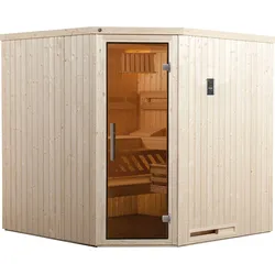 Sauna WEKA "Varberg", beige (natur), Saunaofen, externe Steuerung, 7,5 kW, Saunen, 7,5 kW-Ofen mit digitaler Steuerung