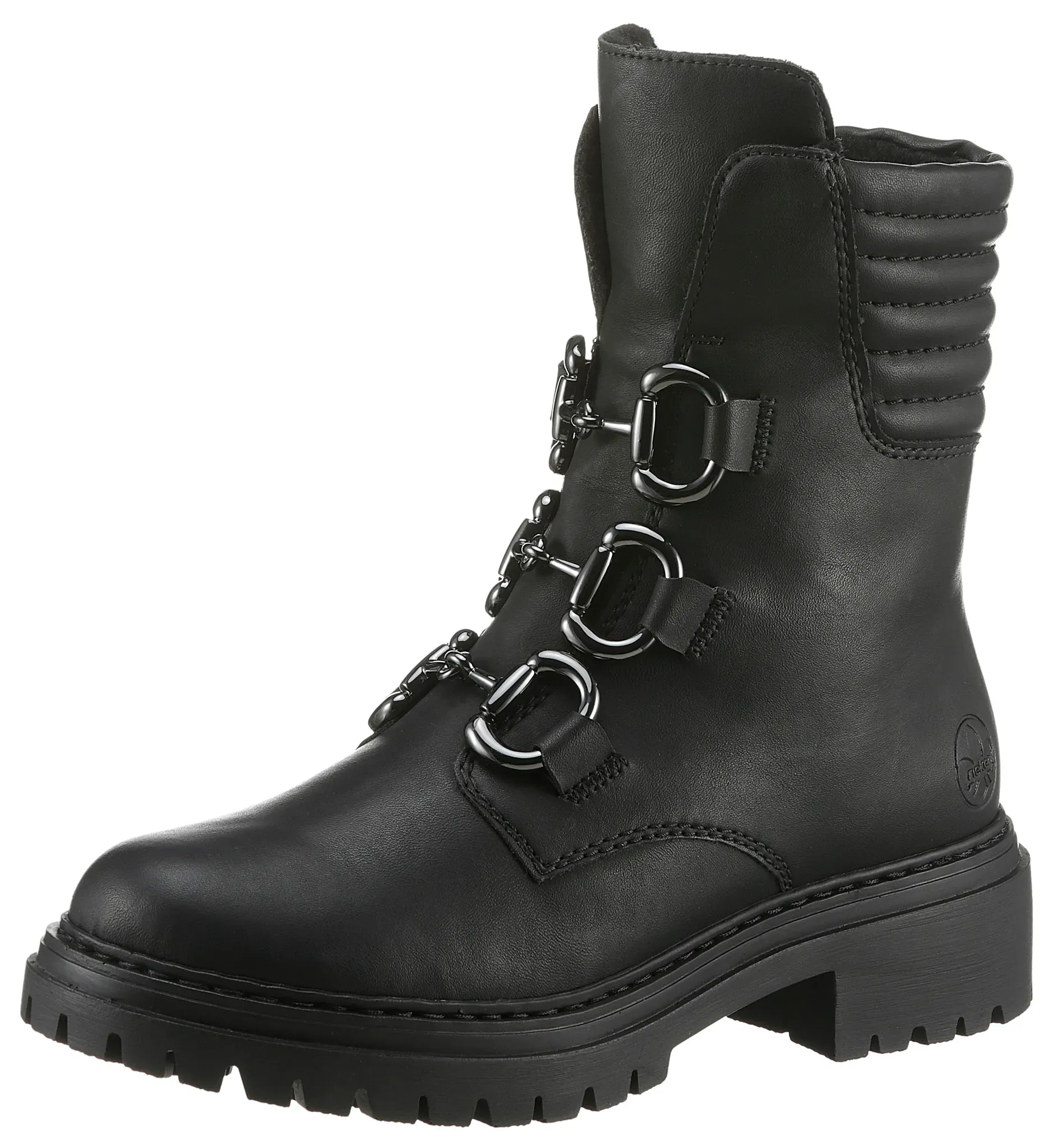 Rieker Winterstiefelette, Winterboots, Bikerboots, Blockabsatz, mit gepolstertem Schaftrand Rieker schwarz 39