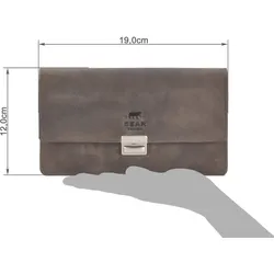 Bear Design Kellnerbörse Leder Geldbörse Portemonnaie Taxibörse braun antik 19x12cm