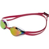 arena Python Racing Schwimmbrille für Damen und Herren, UV-Schutz, Anti-Beschlag, Doppelriemen, Spiegelgläser, Kupfer/Weiß/Rotwein