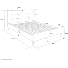 Homestyle4u Polsterbett 140x200 cm Schlafzimmer,