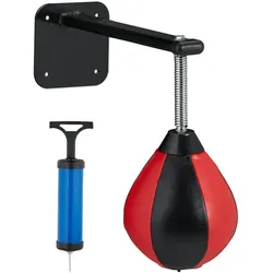 Relaxdays Punchingball, für Wandmontage, Kinder & Erwachsene, Training, Anti-Stress, Speedball mit Pumpe, schwarz/rot