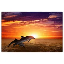 cover-your-desk Schreibtischunterlage für Kinder und Erwachsene Delfine im Sonnenuntergang, aus hochwertigem Vinyl , 60 x 40 cm