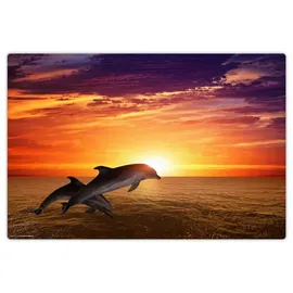 cover-your-desk Schreibtischunterlage für Kinder und Erwachsene Delfine im Sonnenuntergang, aus hochwertigem Vinyl , 60 x 40 cm