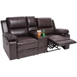 Mendler 2er Kinosessel HWC-H29, Relaxsessel Fernsehsessel Zweisitzer Getränkehalter Soft Touch Kunstleder MVG ~ braun