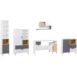 Deine Möbel 24 Jugendzimmer-Set, Weiß, Graphit, Grau, Eiche, 331x190x55 cm, Kinder- & Jugendzimmer, Jugendmöbel, Komplette Kinder- & Jugendzimmer
