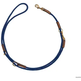 Hunter Verstellbare Führleine Malia, dunkelblau/Dunkelbraun, geschmeidiges Tau & Robustes Leder, 3-Fach verstellbar, leicht, strapazierfähig, moderner Look, Made in Germany, Größe: 8/200