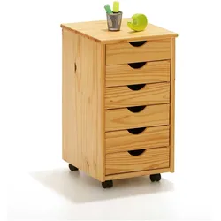 Büro-Rollcontainer aus Kiefer Massviholz Rollen