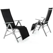 VCM Gartenliege 59 x 74 x 113 cm schwarz 2 St.