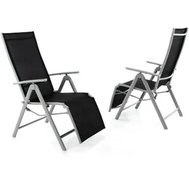 VCM Gartenliege 59 x 74 x 113 cm schwarz 2 St.