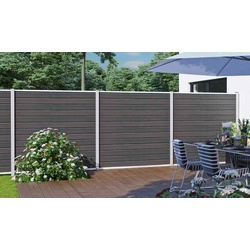 WPC Zauntür Mellum  90 x 175 cm -  Zauntor aus WPC, Mocca - WPC Gartentor, Torrahmen in Anthrazit - Tür für Garten & Terrasse