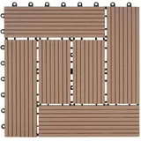 Mendler WPC Bodenfliese Rhone, Holzoptik Balkon/Terrasse, 11x je 30x30cm = 1qm ~ Premium, teak versetzt