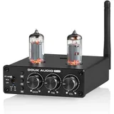 Douk Audio P6-Mini HiFi Bluetooth Röhrenvorverstärker Mini Stereo Valve Vorverstärker Tube Preamp mit Treble Bass Control für das Hauskinosystem