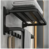 Luxuskollektion Handtuchhalter schwarz matt selbstklebend Wandmontage 5 Haken