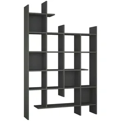 Dmora Bücherregal Dguidett, Büroregal, Mobiler Buchhalter, Bücherbrett, 122x26h188 cm, Anthrazit
