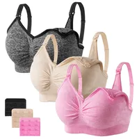 HBselect 3 Pcs Schwangerschafts Still BH Nahtloser Still-BH mit zusätzlichen BH-Verlängerungen Stillen und Schlaf Ohne Bügel für Damen - M