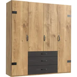 Kleiderschrank WIMEX "Detroit by fresh to go", beige (raw steel, metall), B:200cm H:218cm T:58cm, Schränke