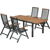 Merxx Tilos Set 5tlg. 4 Klappsessel 1 Ausziehtisch 150/200x90cm