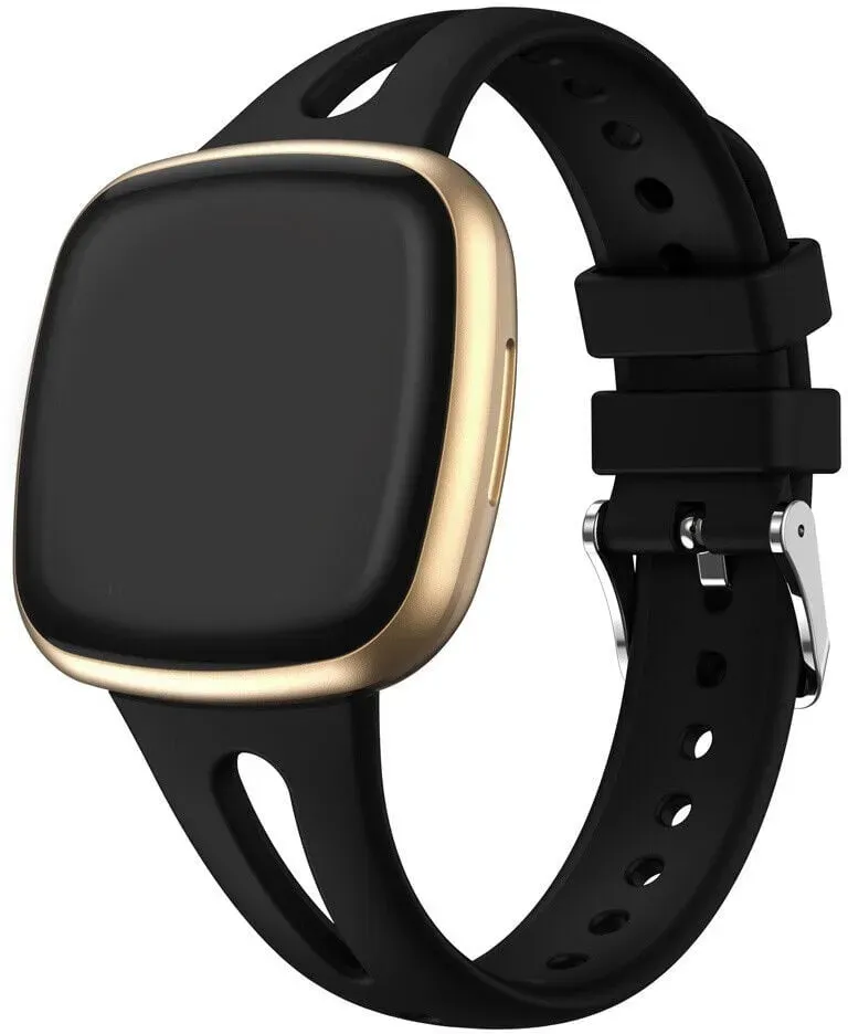Strap-it Fitbit Versa 3 Armband Silikon für Fitbit Versa 3 - Schwarz - Schnallenverschluss