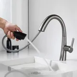 Petites Ecrevisses - Modern Wasserhahn Bad mit Ausziehbar Brause Waschtischarmatur Badezimmer mit 2 Wasserauslassmodi Grau