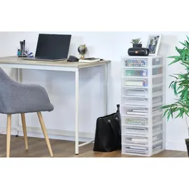 Iris Ohyama Iris Ohyama, Kunststoff Schubladenbox mit 10 tiefen Schubladen, Mattweiß, Easy-pull-system, A4, A5 - A6 Format, Schreibtisch Organizer für Büro,...