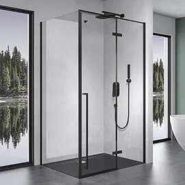 mai & mai Eckdusche mit Drehtür rechts 75 x 120 cm Schwarz Klarglas Rav64K