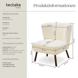 Tectake tectake® Teddy-Cocktailsessel, gepolstert, mit Bouclé-Bezug,