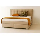 mebloland Boxspringbett VERONA mit zwei 7-Zonen-Taschenfederkernmatratzen und gepols - 160x200 - beige