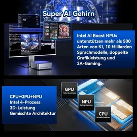 GEEKOM Mini-PC GT1 Mega Intel Core Ultra 9 185H 5,1 GHz 32 GB RAM 2 TB SSD Intel Arc Graphics Win 11 Pro