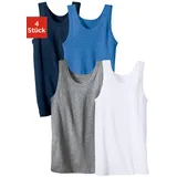 H.I.S. Unterhemd H.I.S, Jungen, Gr. 92, 4 Stk., N-Gr, blau (marine, hellblau, meliert, weiß, grau, meliert), Feinripp, Obermaterial: 100% Baumwolle.