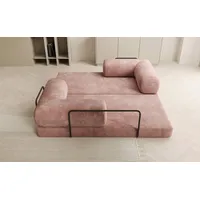 Luxusbetten24 Sofa Designer Sofa Lazy 3 Sitzer, mit Aufklappfunktion und Cordbezug rosa