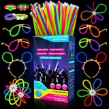 Millegu Knicklichter Party Set,100 Stück Leuchtstäbe 130 Verbinder,Neon Knicklichter Ketten und Leuchtbrillen für Kinder, Deko für Festival Hochzeiten Weihnacht Party Silvester Deko 2025