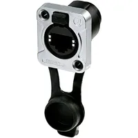 Rean AV RJ45 Durchgangs-Einbaubuchse, IP65, schwarz verchromtes D-Gehäuse RRE8F-Z-001-1 Buchse, ger