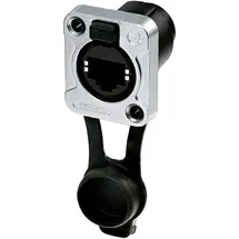 Rean AV RJ45 Durchgangs-Einbaubuchse, IP65, schwarz verchromtes D-Gehäuse RRE8F-Z-001-1 Buchse, ger