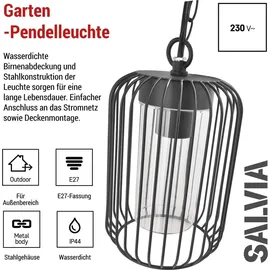 EMOS Salvia 1-flg. E27 15 W 60 cm schwarz Stahl