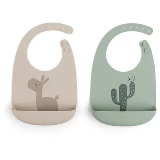 Done by Deer Silikon Lalee Lätzchen 2er-pack - Sand / Green - 0 Monate