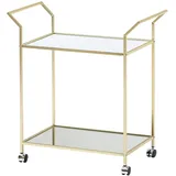 FineBuy Servierwagen FineBuy Teewagen Gold Beistelltisch Rollen Speisewagen Glas Metall