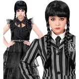 w widmann milano party fashion - Perücke Dark Girl, schwarz, 2 geflochtene Zöpfe, Flechtfrisur, Wednesday, Gothic