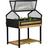 Dobar dobar® XXL Hochbeet mit Frühbeet-Aufsatz - Großes Anzuchtbeet aus Kiefernholz - Gemüsebeet Kräuterbeet - 100 x 73 x 121,50 cm - Anthrazit Natur, Hellbraun