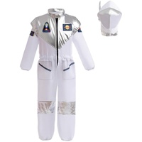 Lito Angels Astronaut Raum Raumfahrer Raum Raumanzug Kostüm Verkleidung mit Helm für Kinder Mädchen und Jungen Größe 8-10 Jahre 134 140, Weiß (Tag-Nummer 140)