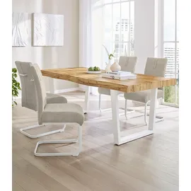 PRO.COM Esstisch 200 x 76 x 100 cm perlweiß/Wildeiche