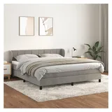 vidaXL Boxspringbett mit Matratze Hellgrau 180x200 cm Samt