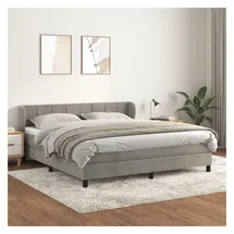 vidaXL Boxspringbett mit Matratze Hellgrau 180x200 cm Samt